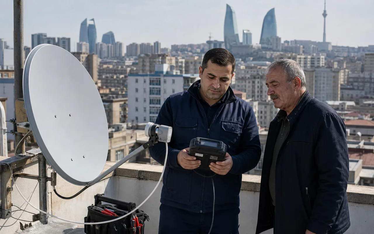 Bakıxanovda peyk antenası və kanal sazlanması