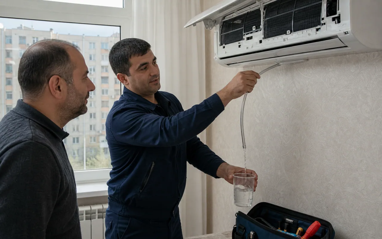 Sumqayıtda kondisioner drenajının təmiri